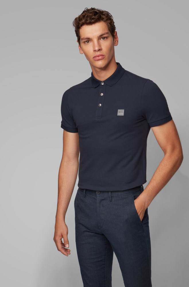 Hugo Boss Slim-fit polo shirt Mørke Blå | 6rNBS6oq