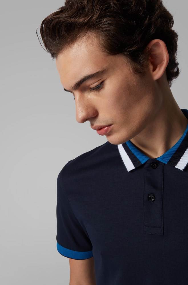 Hugo Boss Slim-fit polo shirt Mørke Blå | CVdEhVdw