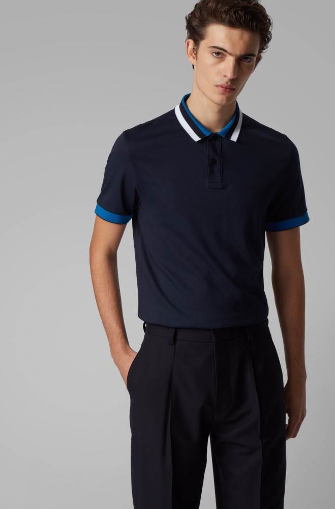 Hugo Boss Slim-fit polo shirt Mørke Blå | CVdEhVdw