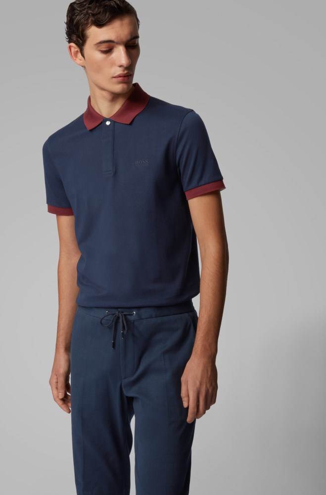 Hugo Boss Slim-fit polo shirt Mørke Blå | FsjBo4fv