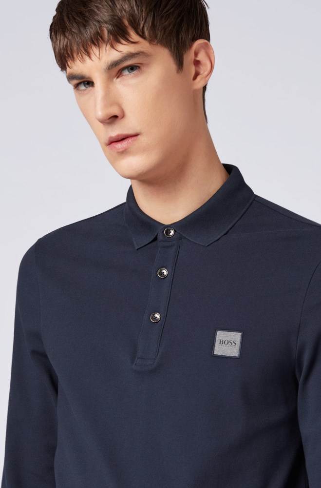 Hugo Boss Slim-fit polo shirt Mørke Blå | N2aXb4Sp