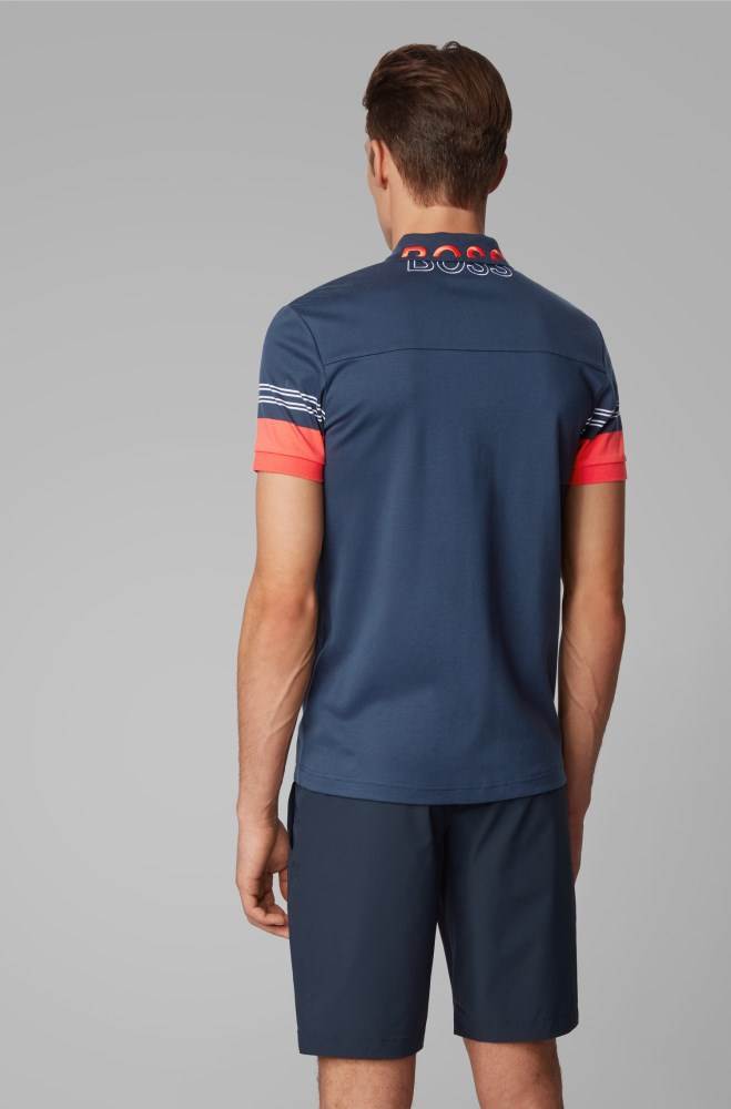 Hugo Boss Slim-fit polo shirt Mørke Blå | R9K5g0F3