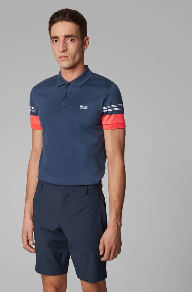 Hugo Boss Slim-fit polo shirt Mørke Blå | R9K5g0F3