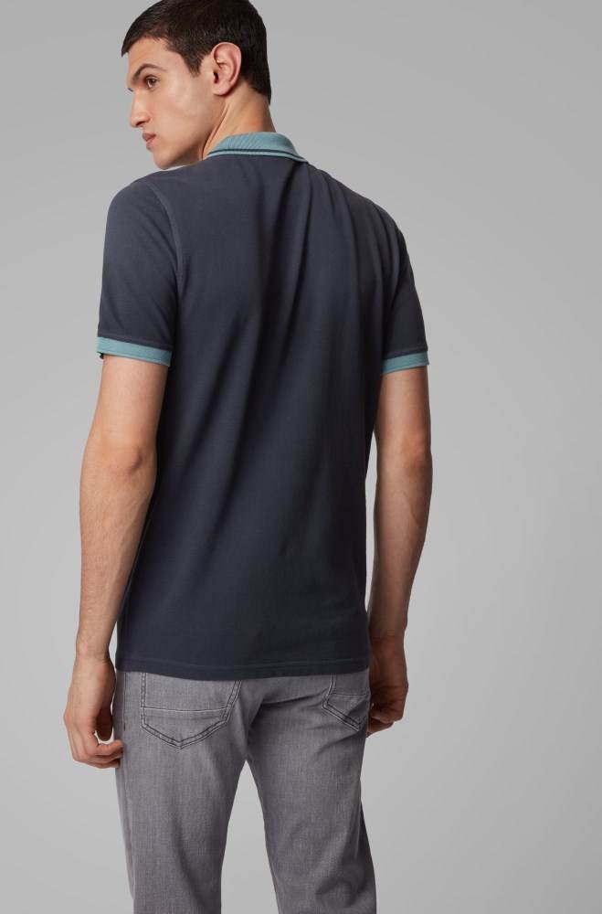 Hugo Boss Slim-fit polo shirt Mørke Blå | qpYq8AGp