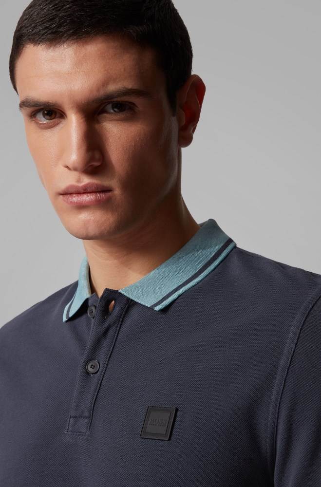 Hugo Boss Slim-fit polo shirt Mørke Blå | qpYq8AGp