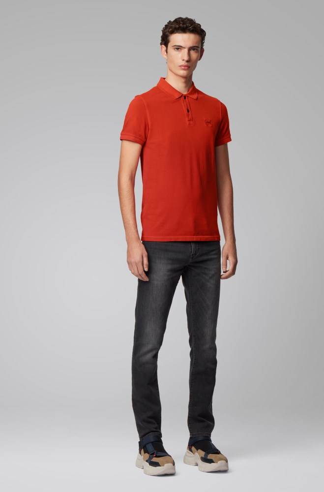 Hugo Boss Slim-fit polo shirt Mørke Oransje | vWQkSGlE