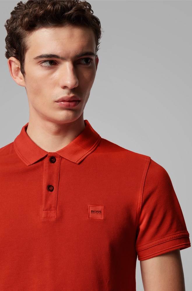 Hugo Boss Slim-fit polo shirt Mørke Oransje | vWQkSGlE