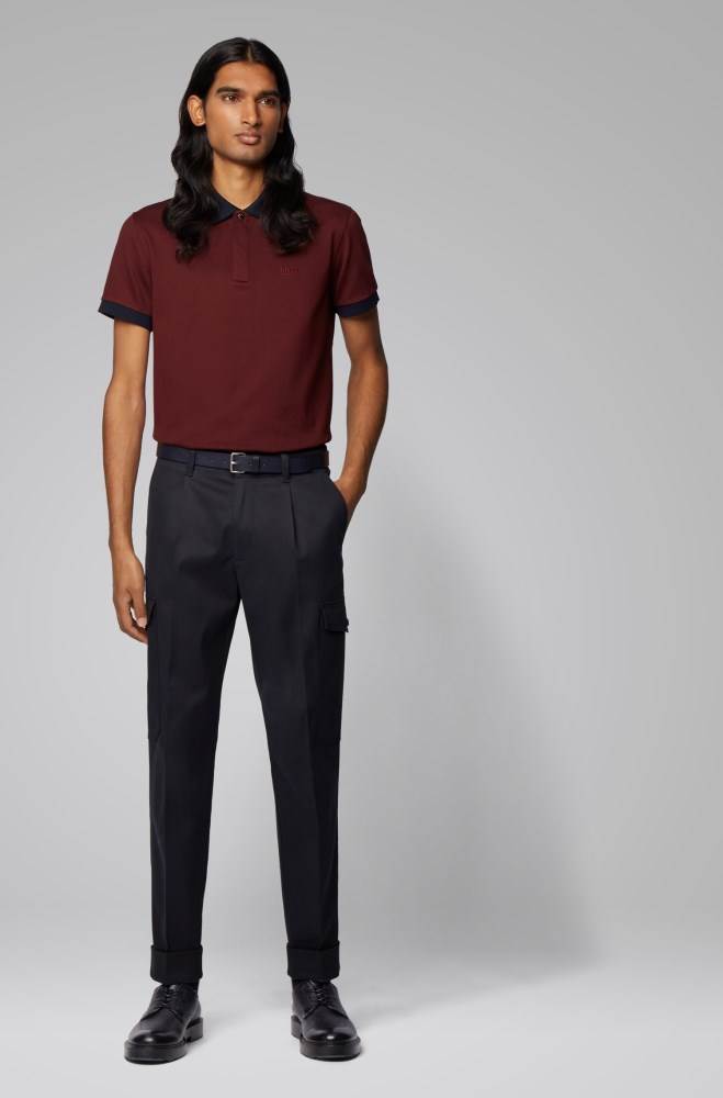 Hugo Boss Slim-fit polo shirt Mørke Rød | Ze4vp2Gg