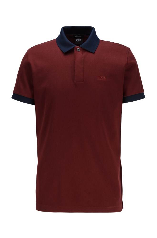 Hugo Boss Slim-fit polo shirt Mørke Rød | Ze4vp2Gg