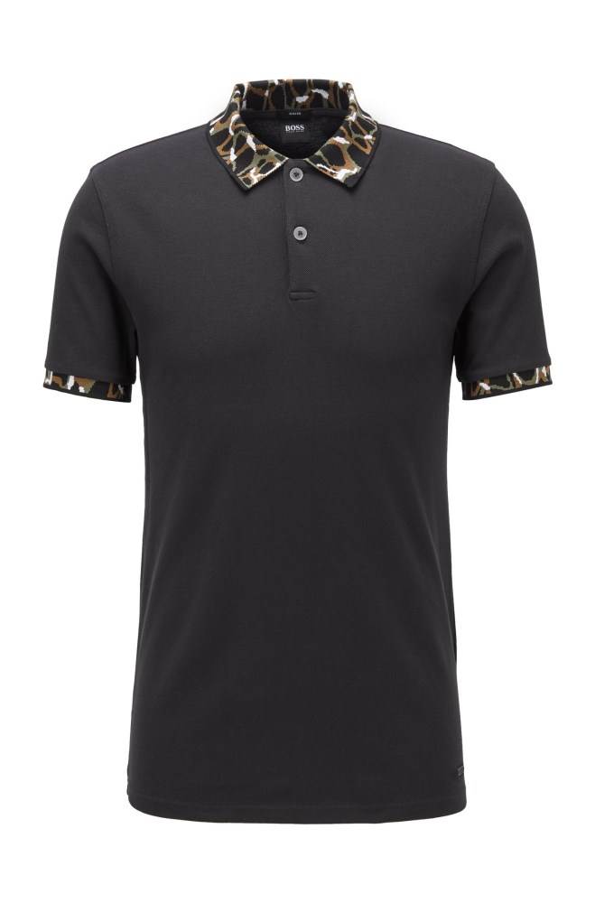 Hugo Boss Slim-fit polo shirt Svarte | 0fllOV4I