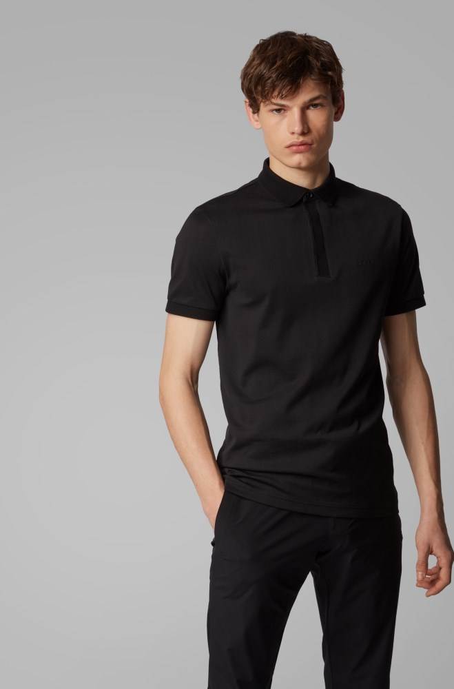 Hugo Boss Slim-fit polo shirt Svarte | O1JN6y3J