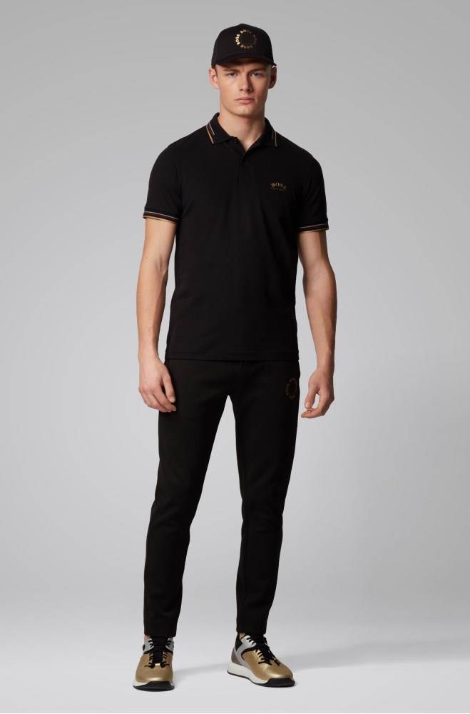 Hugo Boss Slim-fit polo shirt Svarte | T5TzU6q1