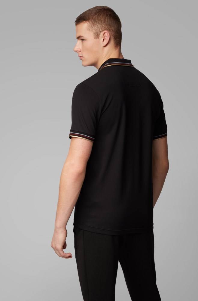 Hugo Boss Slim-fit polo shirt Svarte | T5TzU6q1