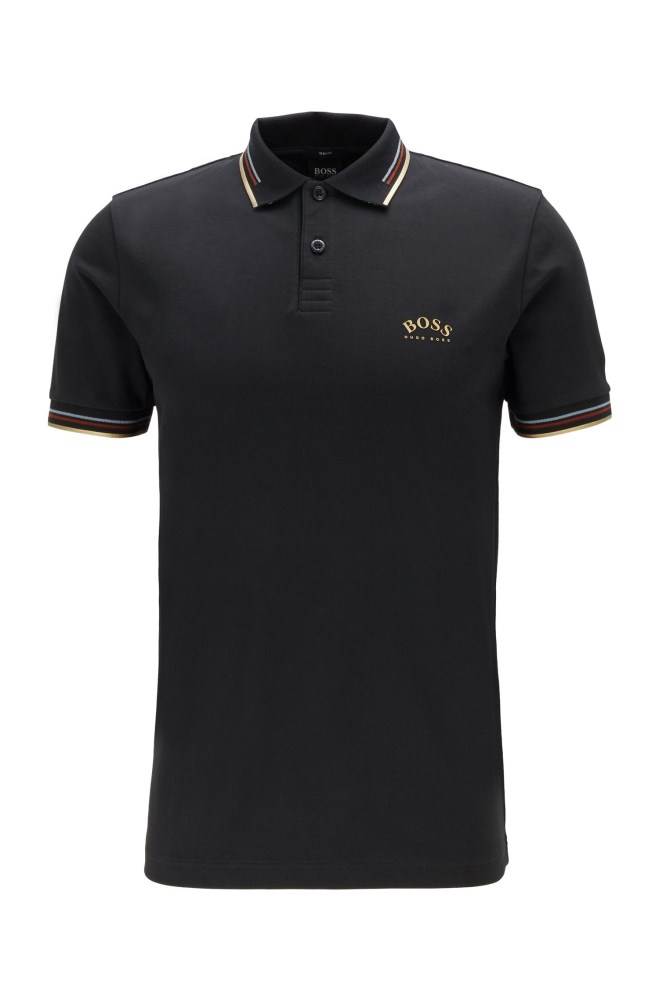 Hugo Boss Slim-fit polo shirt Svarte | T5TzU6q1