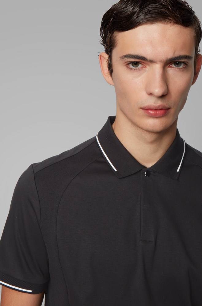 Hugo Boss Slim-fit polo shirt Svarte | UvpDFsVL