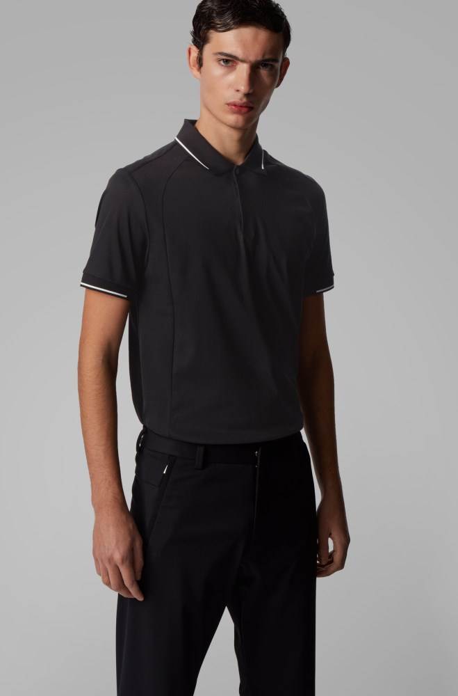 Hugo Boss Slim-fit polo shirt Svarte | UvpDFsVL