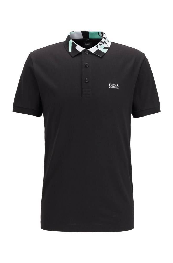 Hugo Boss Slim-fit polo shirt Svarte | WLnkDzR1