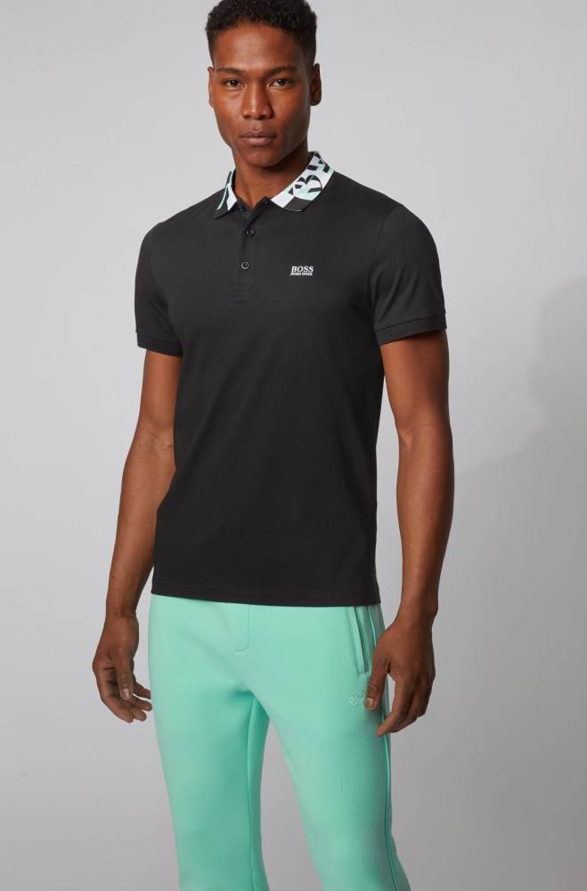 Hugo Boss Slim-fit polo shirt Svarte | WLnkDzR1