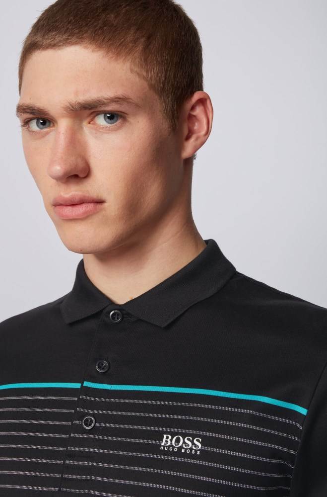 Hugo Boss Slim-fit polo shirt Svarte | YKjy0afP