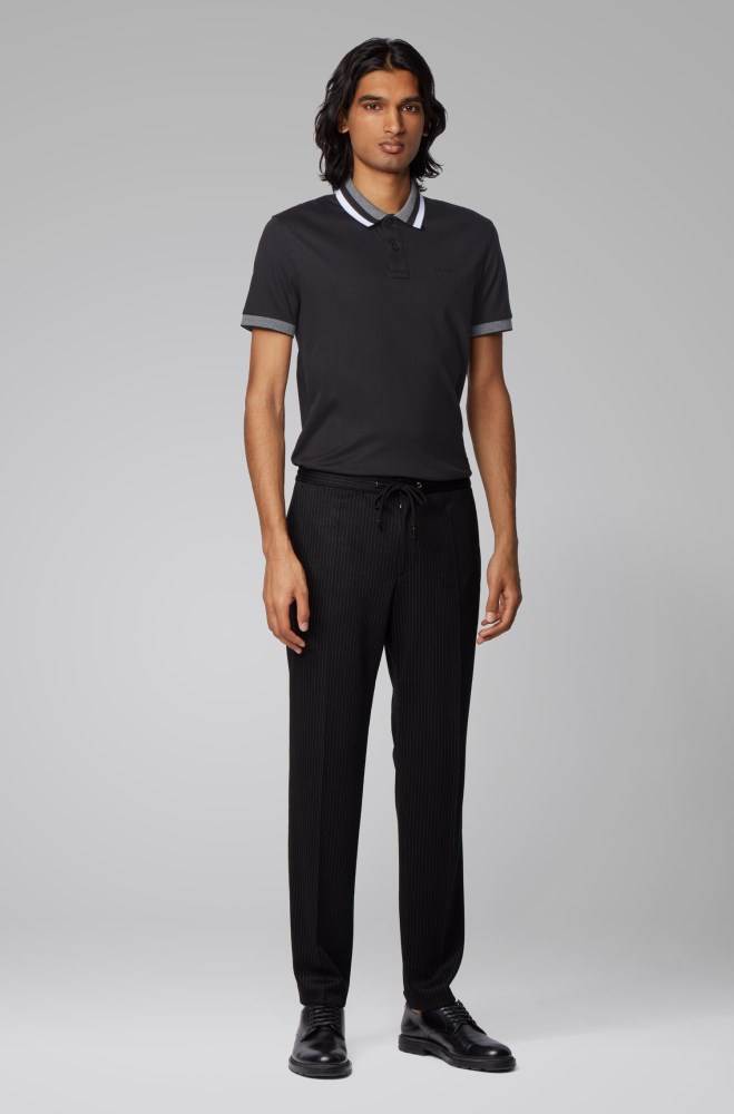 Hugo Boss Slim-fit polo shirt Svarte | bwgacLu6