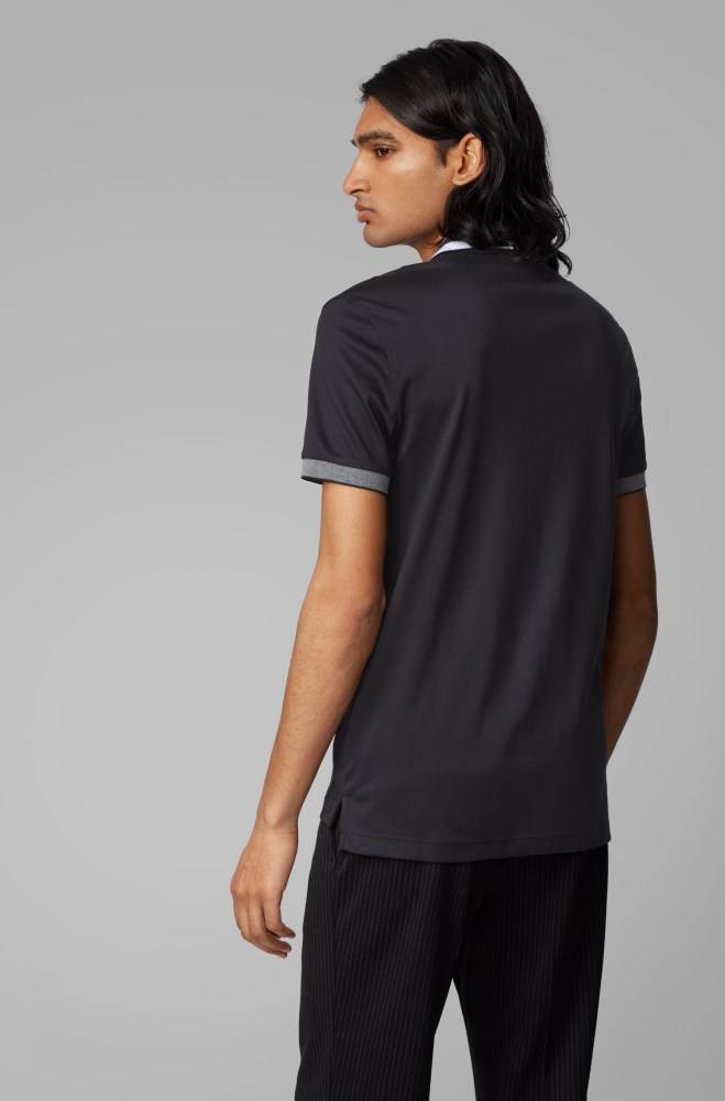 Hugo Boss Slim-fit polo shirt Svarte | bwgacLu6