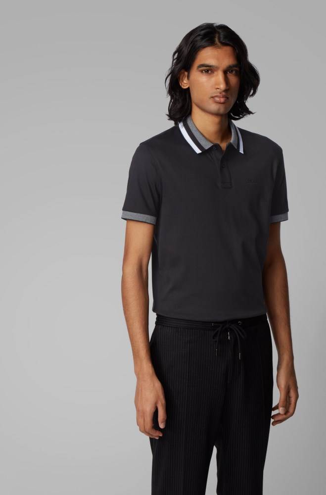 Hugo Boss Slim-fit polo shirt Svarte | bwgacLu6