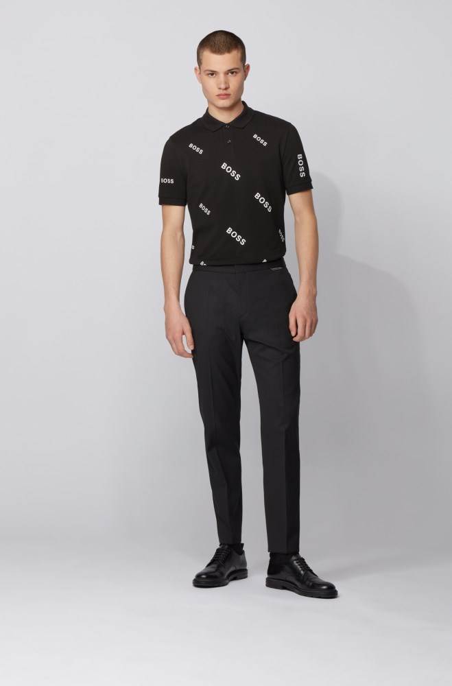 Hugo Boss Slim-fit polo shirt Svarte | j1lal3Wm