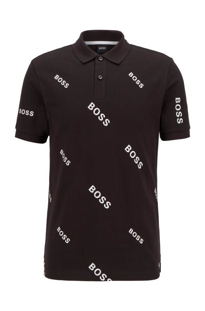 Hugo Boss Slim-fit polo shirt Svarte | j1lal3Wm