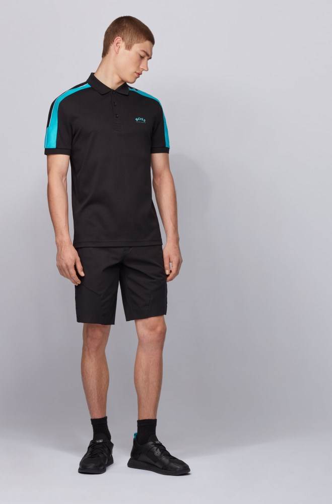 Hugo Boss Slim-fit polo shirt Svarte | jxI0OE1S