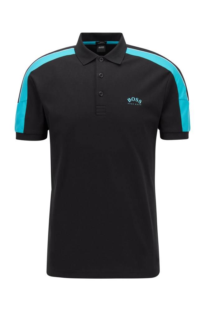 Hugo Boss Slim-fit polo shirt Svarte | jxI0OE1S