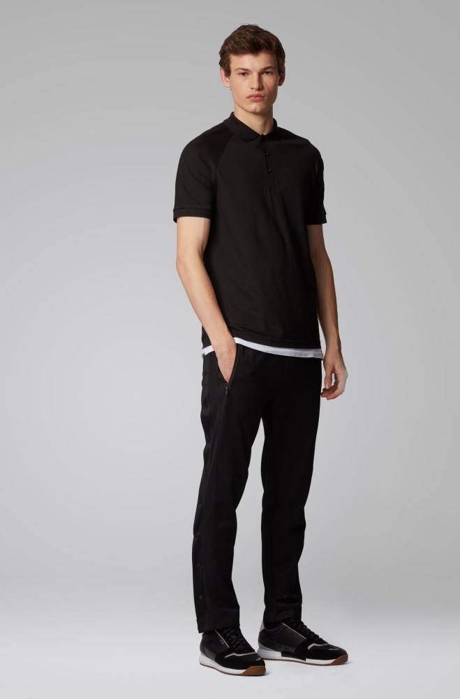 Hugo Boss Slim-fit polo shirt Svarte | laClFzWV