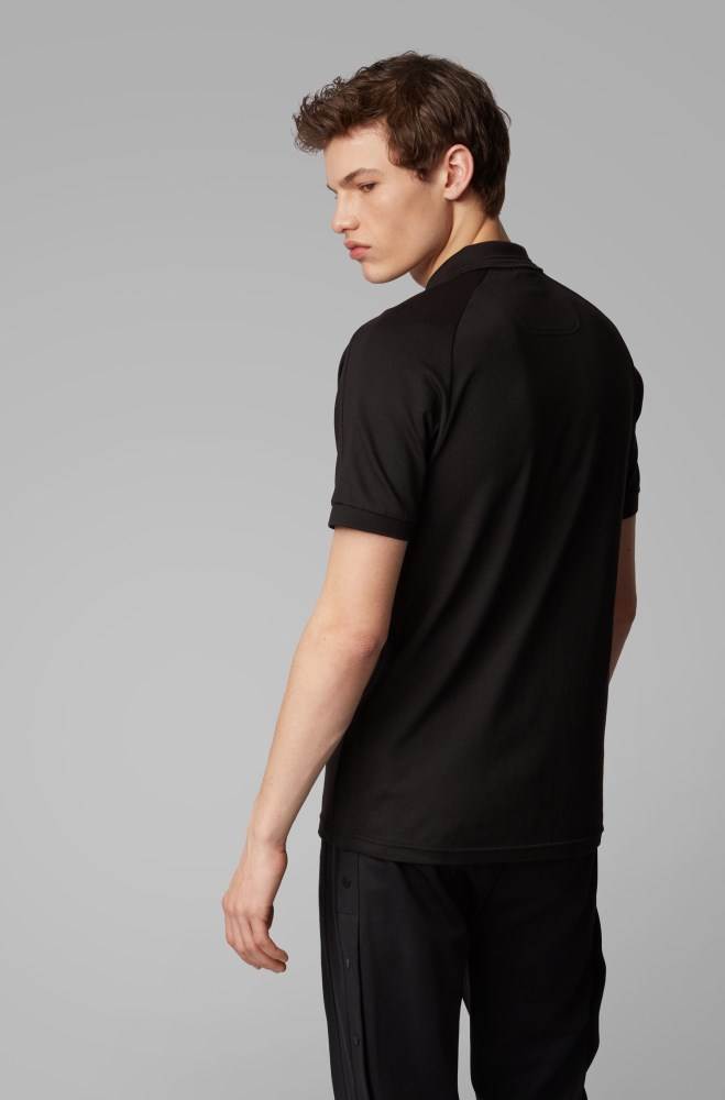 Hugo Boss Slim-fit polo shirt Svarte | laClFzWV