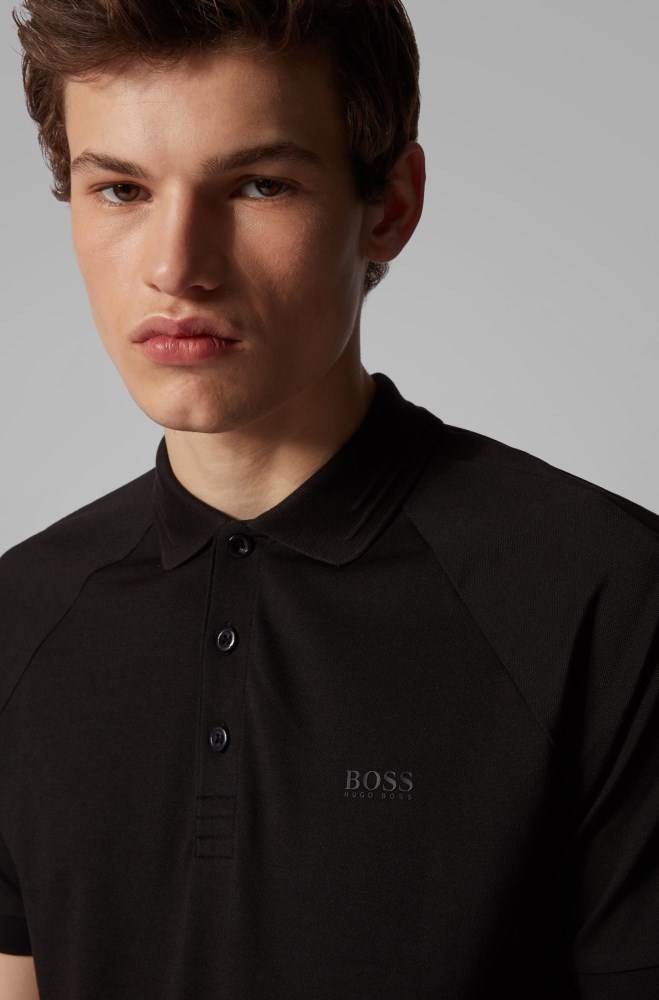 Hugo Boss Slim-fit polo shirt Svarte | laClFzWV