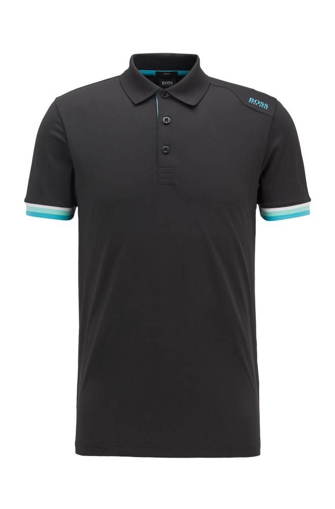 Hugo Boss Slim-fit polo shirt Svarte | nCNHFZnx