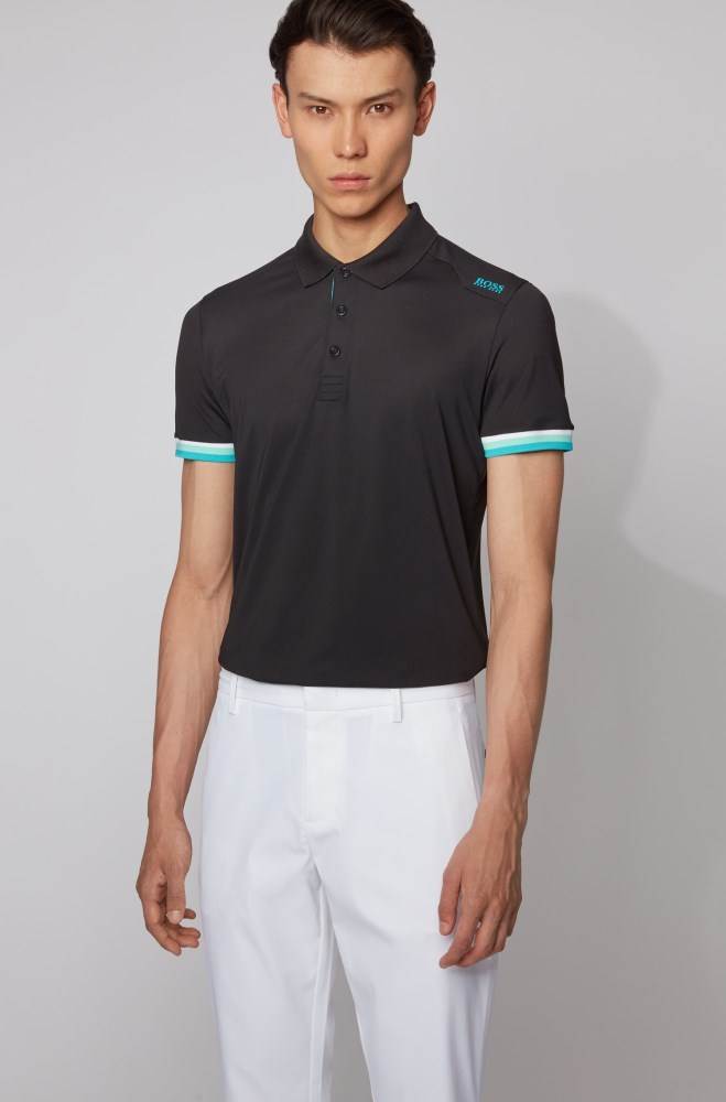 Hugo Boss Slim-fit polo shirt Svarte | nCNHFZnx