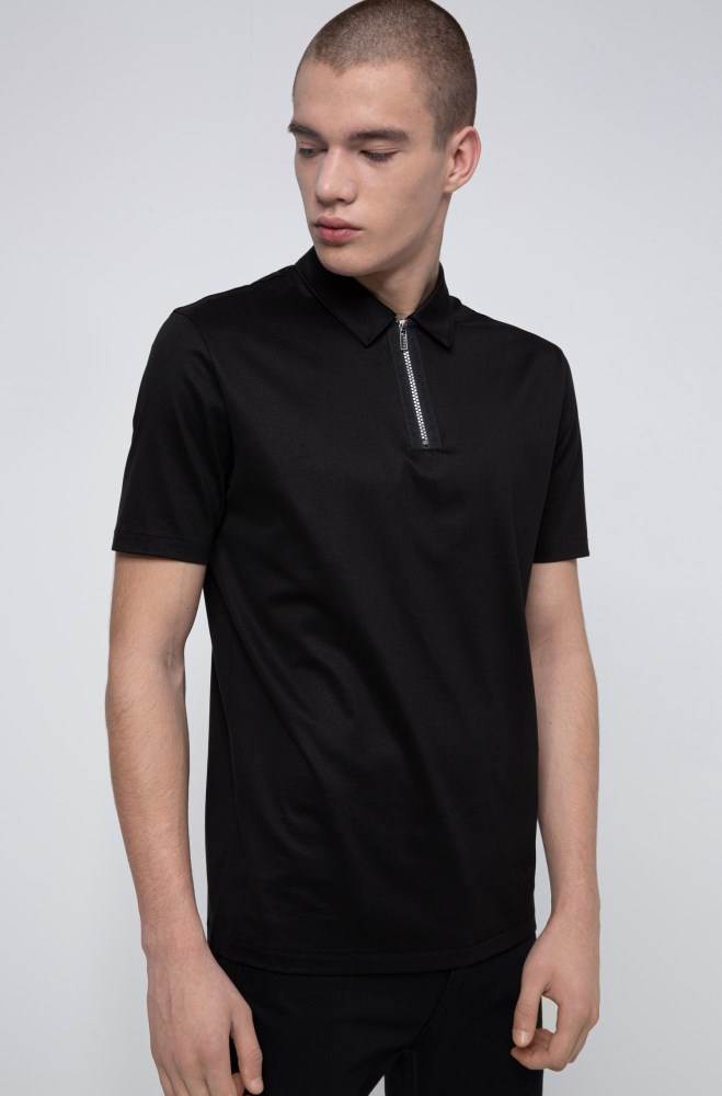 Hugo Boss Slim-fit polo shirt Svarte | ndviQyV4