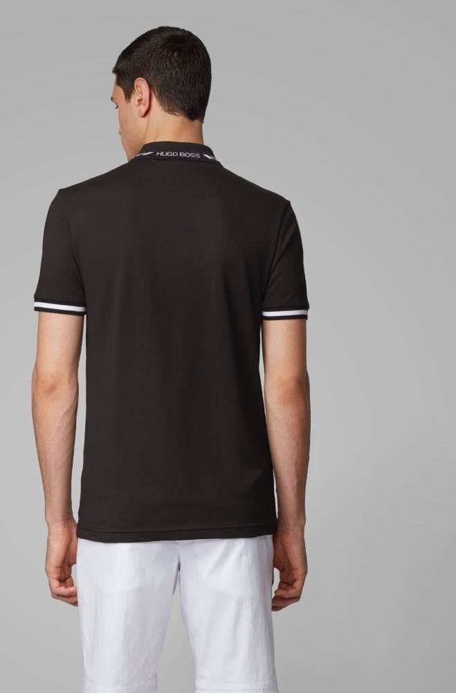 Hugo Boss Slim-fit polo shirt Svarte | pJEDlO2B