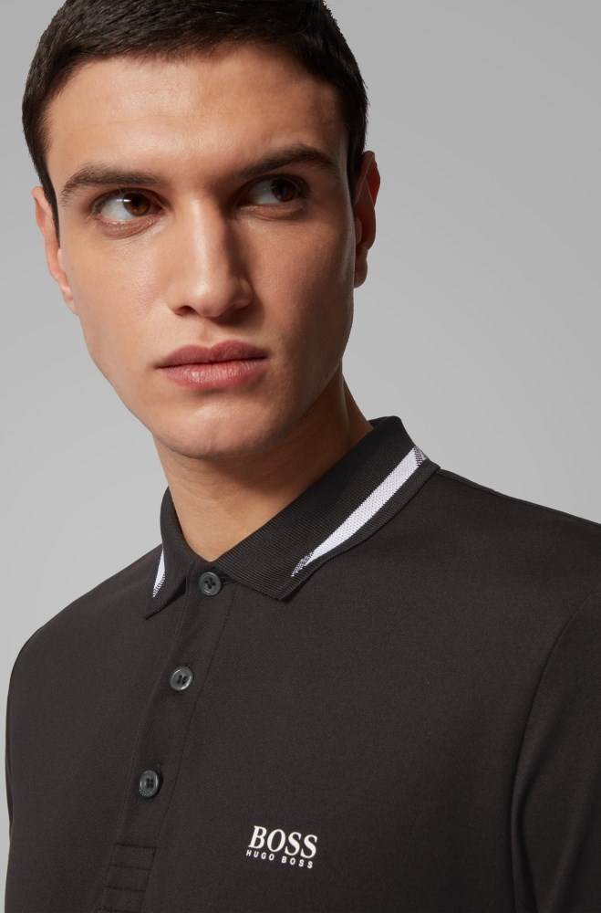 Hugo Boss Slim-fit polo shirt Svarte | pJEDlO2B