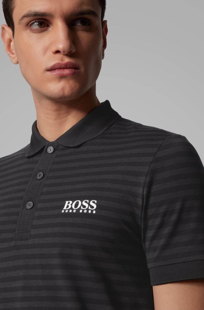 Hugo Boss Slim-fit polo shirt Svarte | pj1f1Y9W