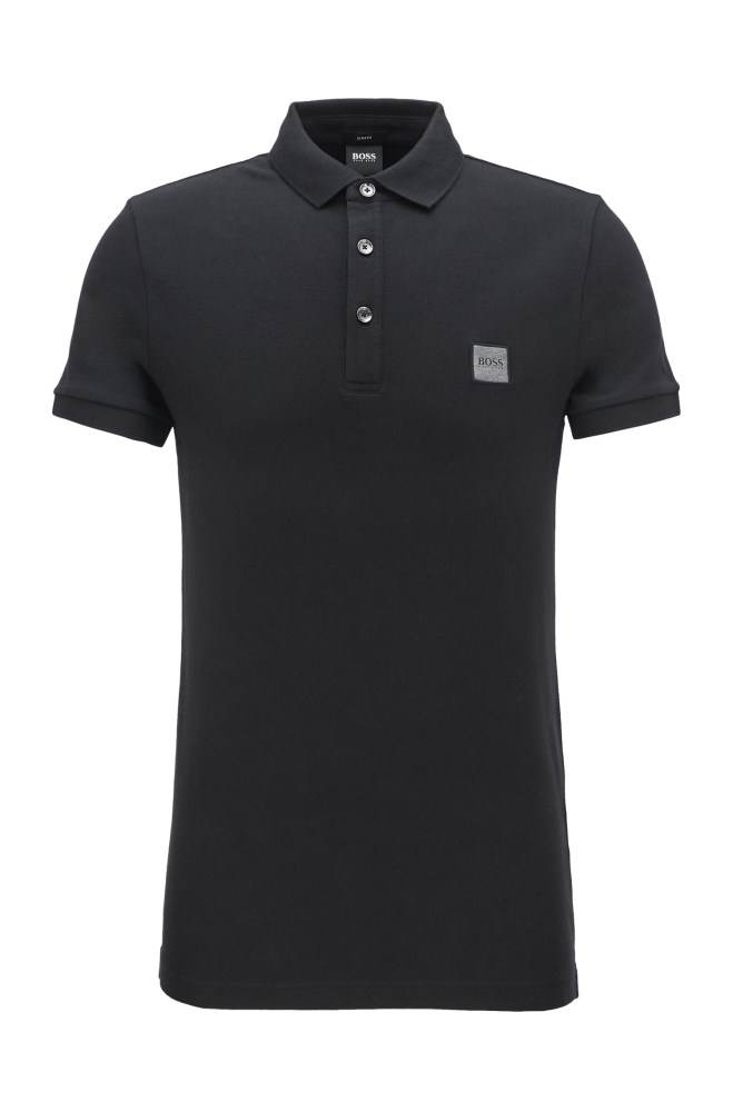 Hugo Boss Slim-fit polo shirt Svarte | rcoUvTep