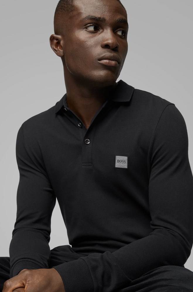 Hugo Boss Slim-fit polo shirt Svarte | taIIIEnF