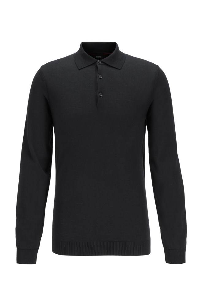 Hugo Boss Slim-fit polo shirt Svarte | vEJbaxxi