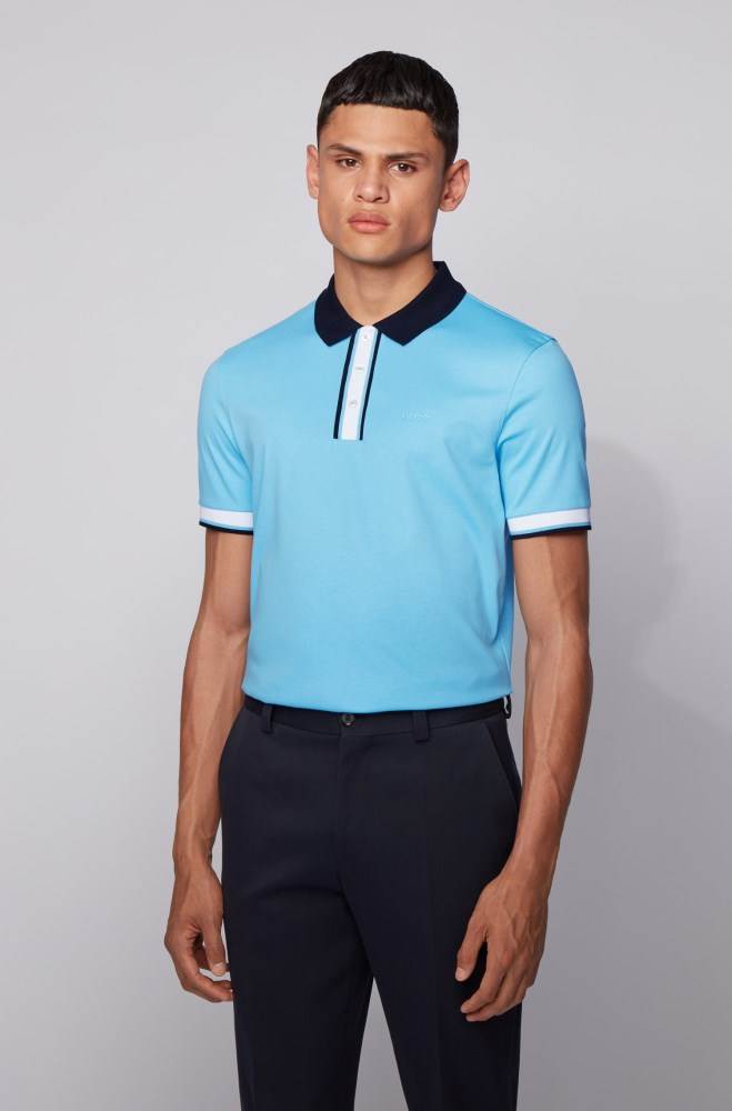 Hugo Boss Slim-fit polo shirt Turkis | EEEjVlXN