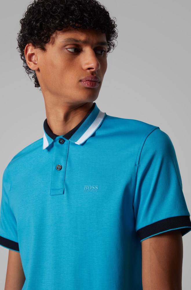 Hugo Boss Slim-fit polo shirt Turkis | IQsgExGw