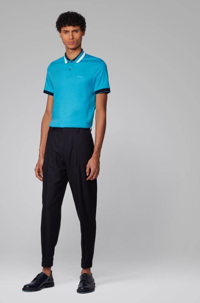 Hugo Boss Slim-fit polo shirt Turkis | IQsgExGw