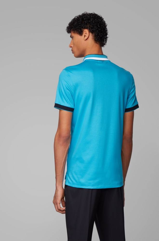 Hugo Boss Slim-fit polo shirt Turkis | IQsgExGw