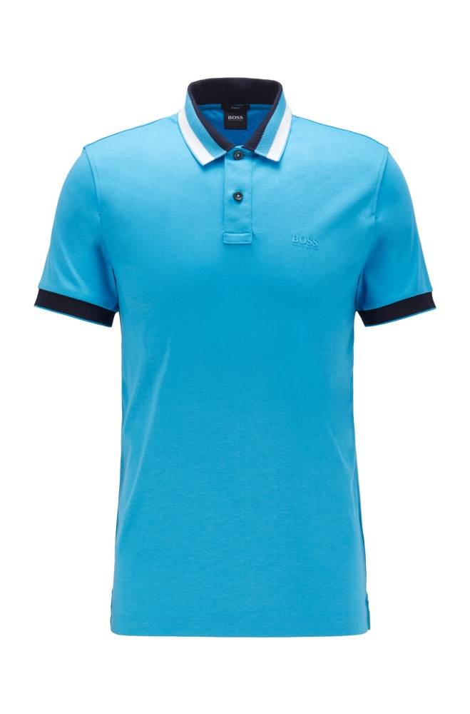 Hugo Boss Slim-fit polo shirt Turkis | IQsgExGw