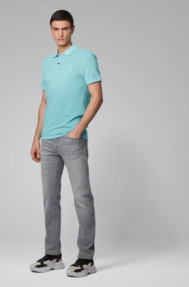 Hugo Boss Slim-fit polo shirt Turkis | U0HqrsNc