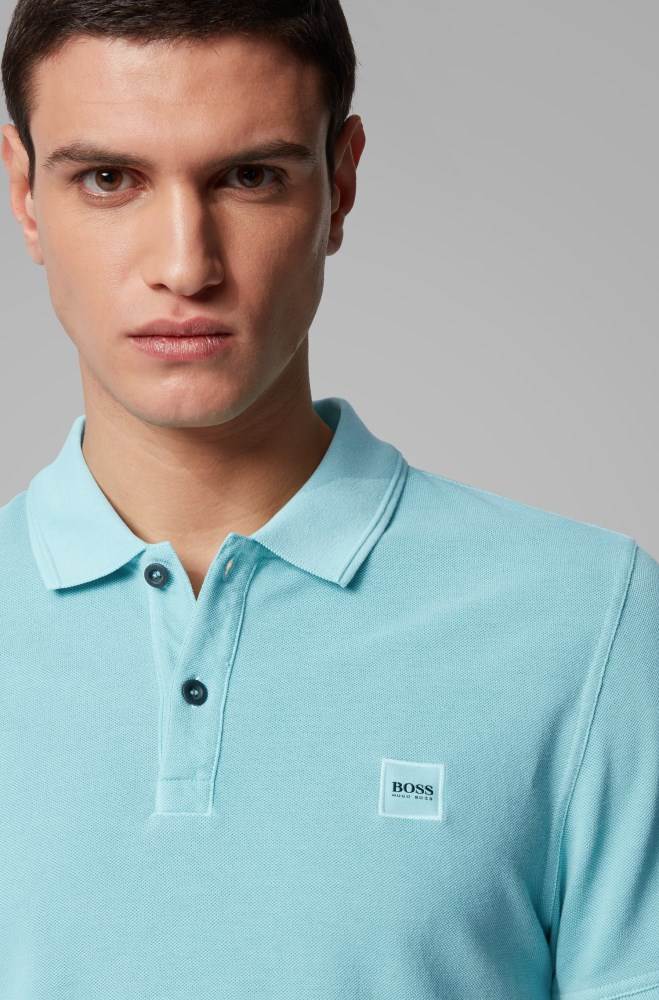 Hugo Boss Slim-fit polo shirt Turkis | U0HqrsNc