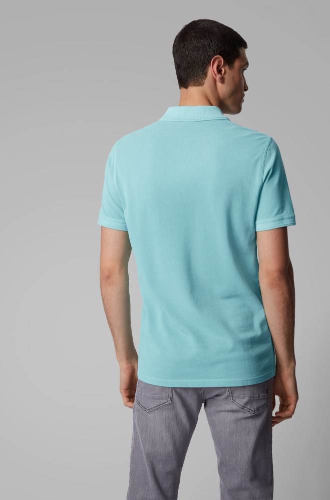 Hugo Boss Slim-fit polo shirt Turkis | U0HqrsNc